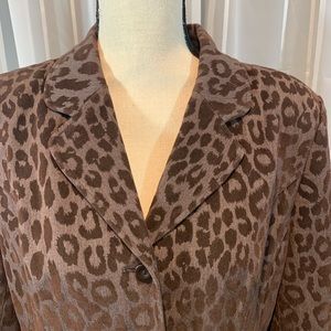 Long jacket / Coat.  Brown animal print. Large